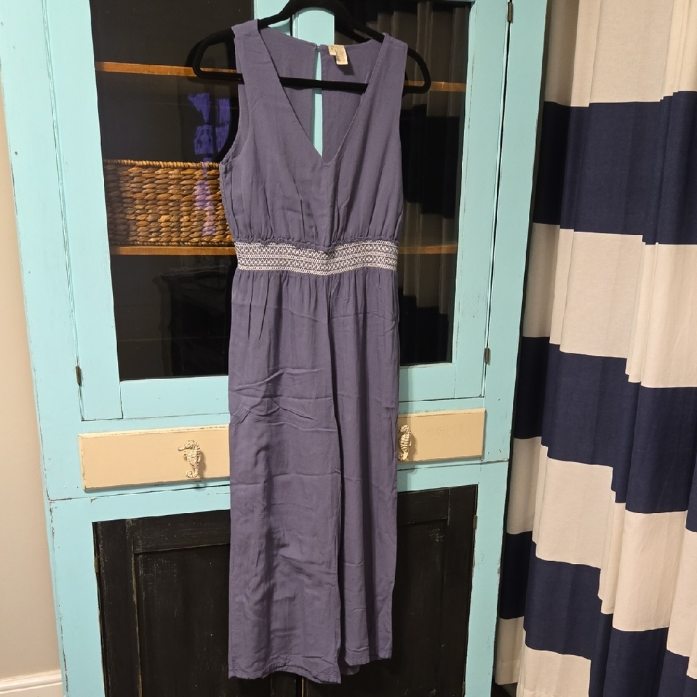 Elegant Blue/Gray Sleeveless Jumpsuit with Wide Legs
